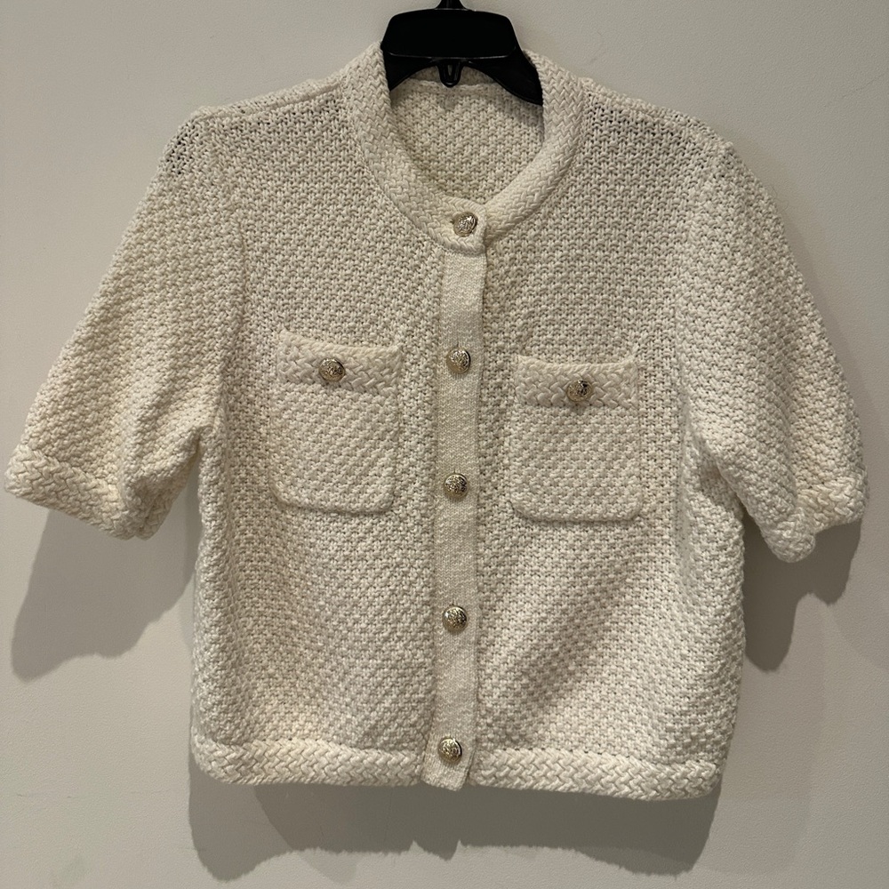 NWOT - Goelia Chic Cream Short Sleeve Cardigan